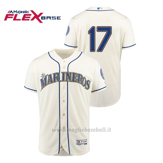 Maglia Baseball Uomo Seattle Mariners 17 Mitch Haniger Hispanic Heritage Flex Base Crema